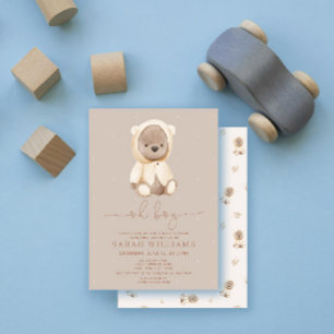 Minimalistische Oh-Junge-Braunbär-Baby-Party Einladung