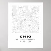 Minimalistische Ohio Karte - Schwarzweiß Poster (Vorne)