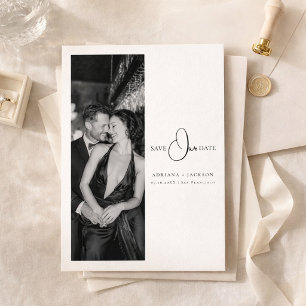 Minimalistische Old Money Hochzeitsfoto Save the D Date