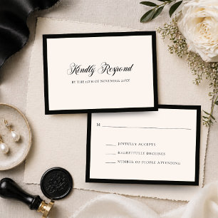 Minimalistische Old Money Schwarz & Elfenbein Hoch RSVP Karte