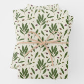 Minimalistische Öle und Branchen - nahtlos. Geschenkpapier Set (Beispiel)