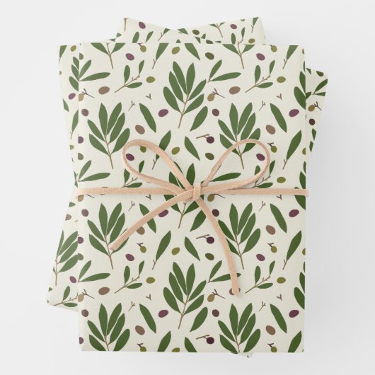 Minimalistische Öle und Branchen - nahtlos. Geschenkpapier Set (Beispiel)