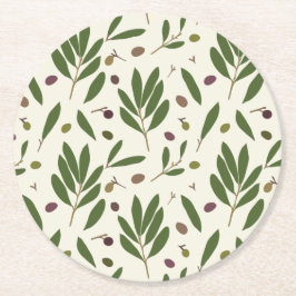 Minimalistische Öle und Branchen - nahtlos. Runder Pappuntersetzer