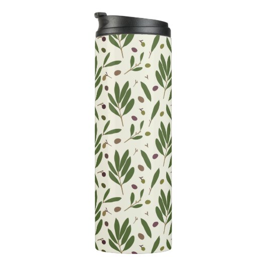 Minimalistische Öle und Branchen - nahtlos. Thermosbecher (Nach rechts gedreht)