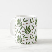 Minimalistische Öle und Branchen - nahtloses Muste Kaffeetasse (Vorderseite Links)