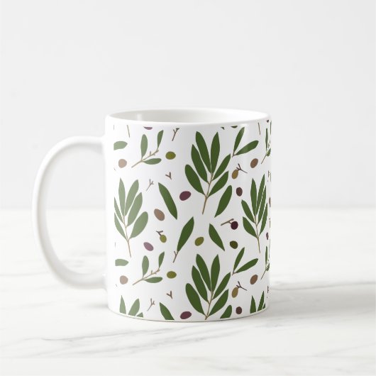 Minimalistische Öle und Branchen - nahtloses Muste Kaffeetasse (Links)