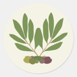 Minimalistische Öle und Zweige. Runder Aufkleber