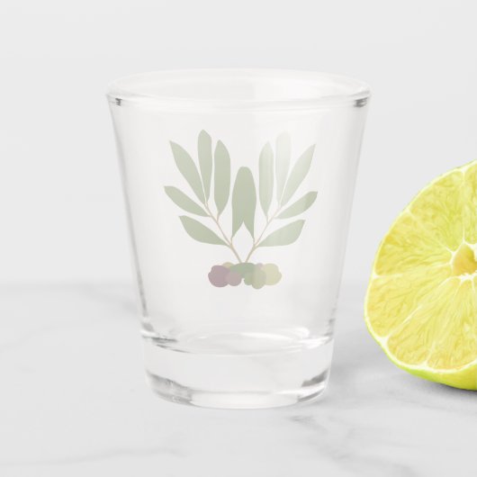 Minimalistische Öle und Zweige. T-Shirt Schnapsglas (Rückseite)