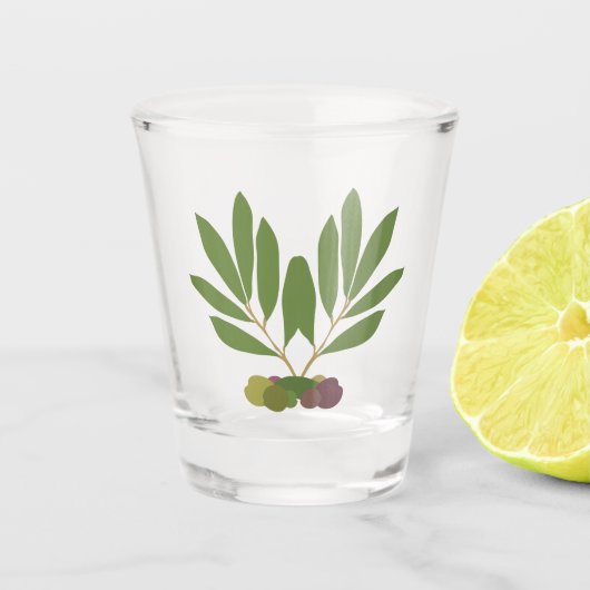 Minimalistische Öle und Zweige. T-Shirt Schnapsglas (Vorderseite)