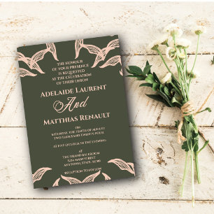 Minimalistische Olive Green Boho Hochzeitseinladun Einladung
