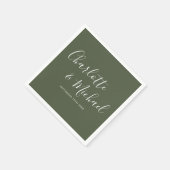 Minimalistische Olive Green Elegante Unterschrift  Serviette (Ecke)