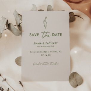 Minimalistische Olive Green & Gray Wedding Save The Date