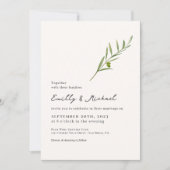 Minimalistische Olive Green Leaf Bran Wedding Einladung (Vorderseite)
