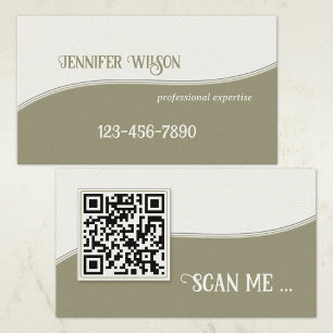 Minimalistische Olive Green QR Code Business Card Visitenkarte