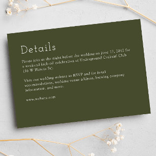 Minimalistische Olive Green Wedding Begleitkarte