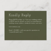 Minimalistische Olive Green Wedding RSVP Karte (Vorderseite)