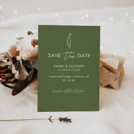 Minimalistische Olive Green Wedding Save The Date