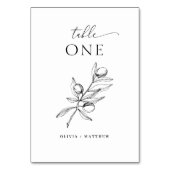 Minimalistische Olive Hochzeit | Botanisch elegant Tischnummer (Rückseite)