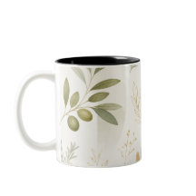 Minimalistische Oliven- und Rosmarin-Botanik-Tasse