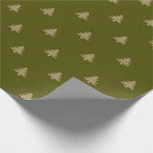 Minimalistische Olivenmoos, grüne goldene Weihnach Geschenkpapier (Ecke)