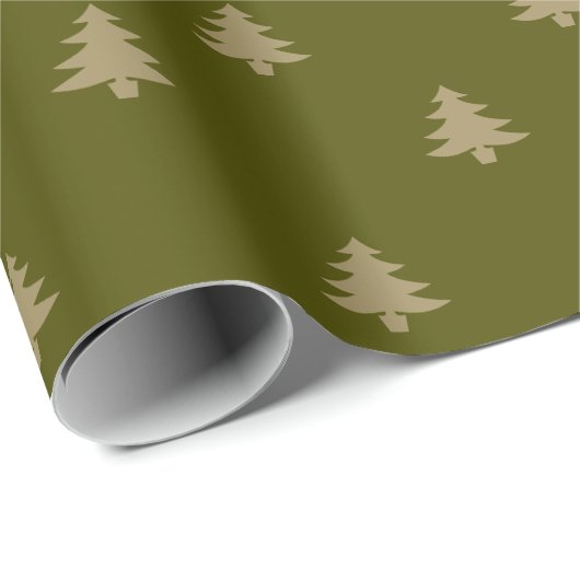 Minimalistische Olivenmoos, grüne goldene Weihnach Geschenkpapier (Rolleneckpunkt)