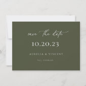 Minimalistische Olivenölgrüne Hochzeit rettet das  Save The Date (Vorderseite)