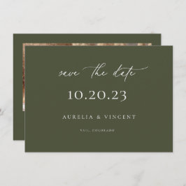 Minimalistische Olivenölgrüne Hochzeit rettet das  Save The Date