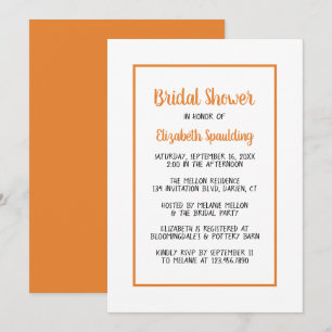 Minimalistische Orange Brautparty Moderne Hochzeit Einladung