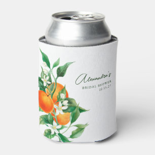 Minimalistische Orange Frucht Botanische Brautpart Dosenkühler