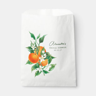 Minimalistische Orange Frucht Botanische Brautpart Geschenktütchen
