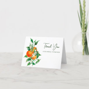 Minimalistische Orange Frucht Botanische Hochzeits Dankeskarte