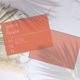 Minimalistische Orange Hochzeit rettet das Datum Save The Date