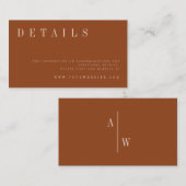 Minimalistische Orange-Hochzeitsdetails Begleitkarte (Vorne/Hinten)