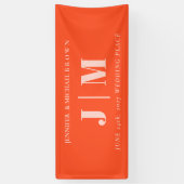 Minimalistische Orange-Pink-Einfache Hochzeitstags Banner (Vertikal)
