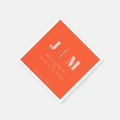 Minimalistische Orange Rosa Hochzeit Serviette (Ecke)