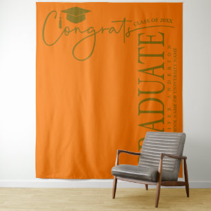 Minimalistische Orange- und Gold-Glückwunsch Wandteppich