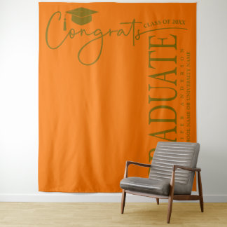 Minimalistische Orange- und Gold-Glückwunsch Wandteppich