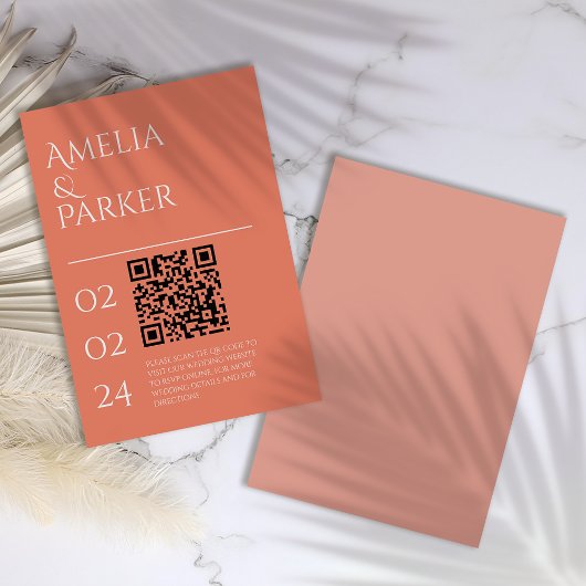 Minimalistische Orange Wedding Card Begleitkarte