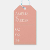 Minimalistische Orange Wedding-Geschenketiketten Geschenkanhänger (Rückseite)
