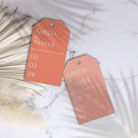 Minimalistische Orange Wedding-Geschenketiketten Geschenkanhänger