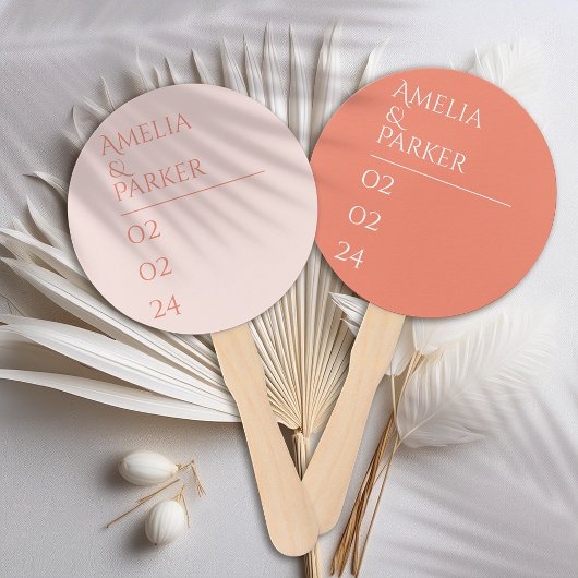 Minimalistische Orange Wedding Hand Fans Fächer