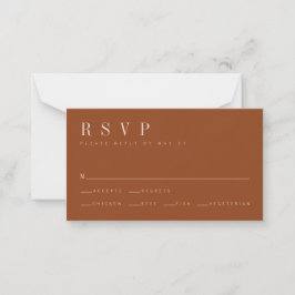 Minimalistische Orange Wedding RSVP Card Mitteilungskarte