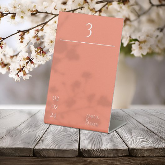 Minimalistische Orange Wedding Tischnummern Sockelschild