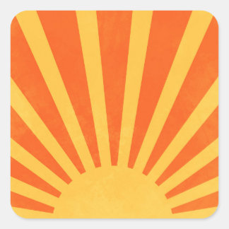 Minimalistische Orange Yellow Sun Rays Quadratischer Aufkleber