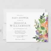 Minimalistische Orangefarbene Blütendusche Einladung (Vorderseite)