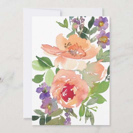 Minimalistische Orangefarbene Blütendusche Einladung (Rückseite)