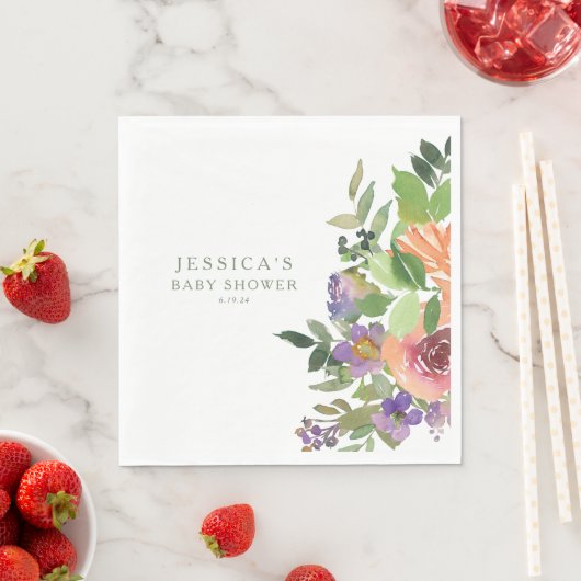 Minimalistische Orangefarbene Blütendusche Serviette (Beispiel)