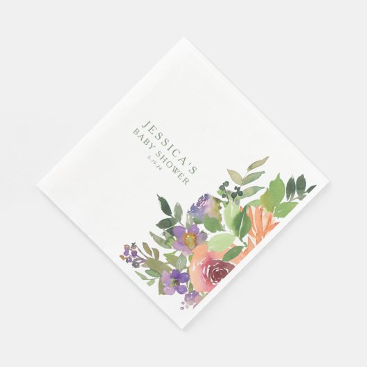 Minimalistische Orangefarbene Blütendusche Serviette (Ecke)