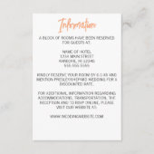 Minimalistische Orangefarbene Hochzeit Begleitkarte (Vorderseite)