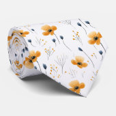 Minimalistische Orangen- und Blaufarben-Wildblumen Krawatte (Gerollt)
